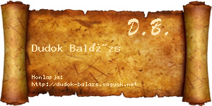Dudok Balázs névjegykártya